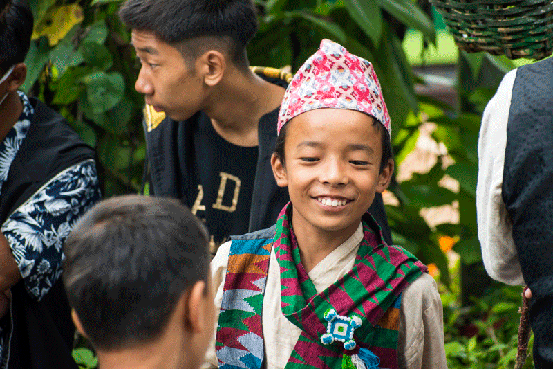 Children dressed in traditional attire for the Independence Day celebrations in Soreng 