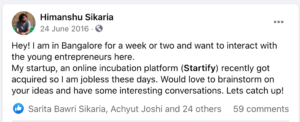 facebook startup group